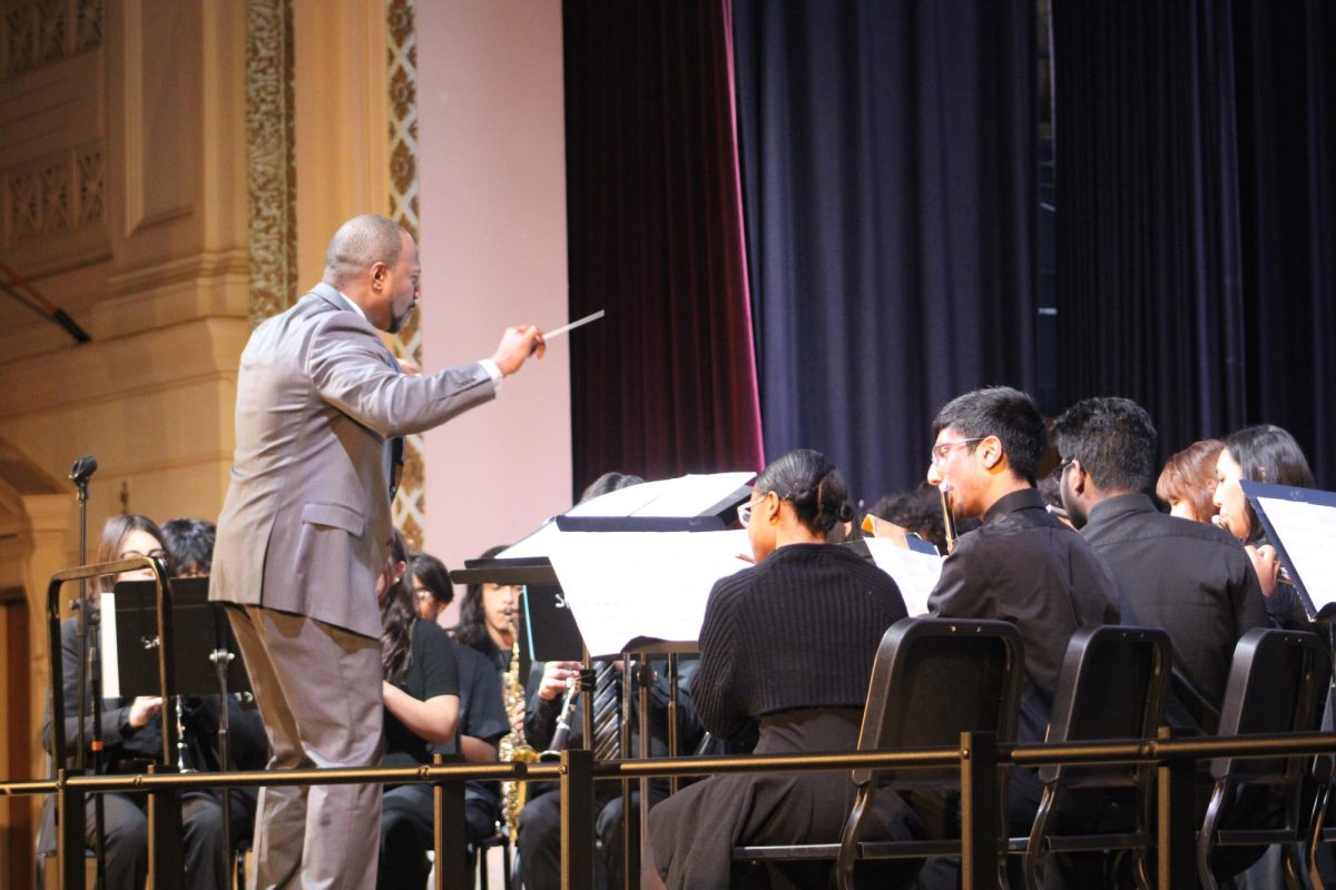 The All District Symphonic Band performing at the District Music and Art Festival on Feb. 5th, conducted by Dr. Fields.