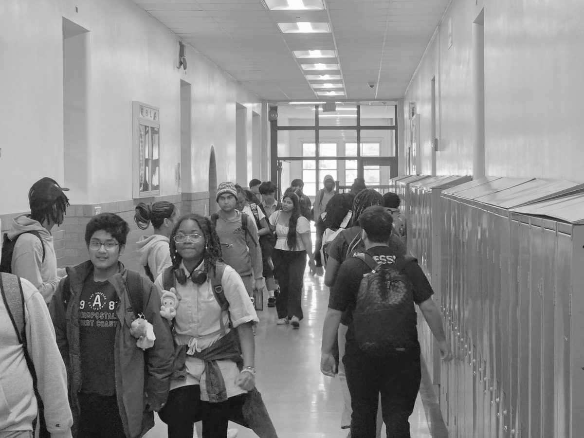 The hallways of Sewanhaka High School during Less Overall Levity (LOL) policy.